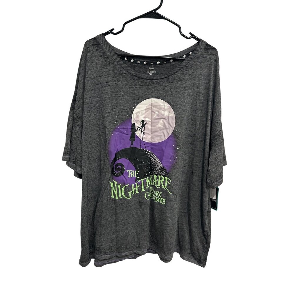 Disney The Nightmare Before Christmas NWT Gray Graphic Plus Size Top SZ 3XL